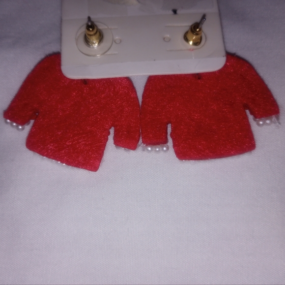 Beaded Felt Christmas Sweater Earrings - Picture 3 of 3